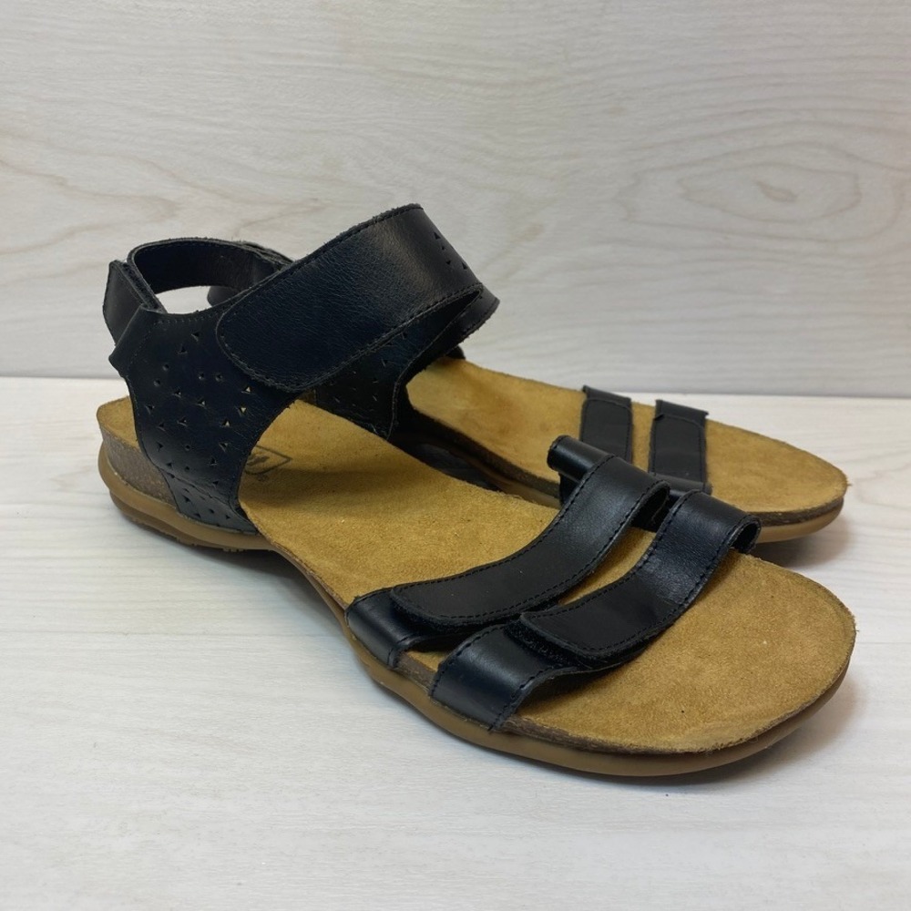Propet Womens 10XX 4E Strappy Sandals Leather Adjustable Black Walking Shoes